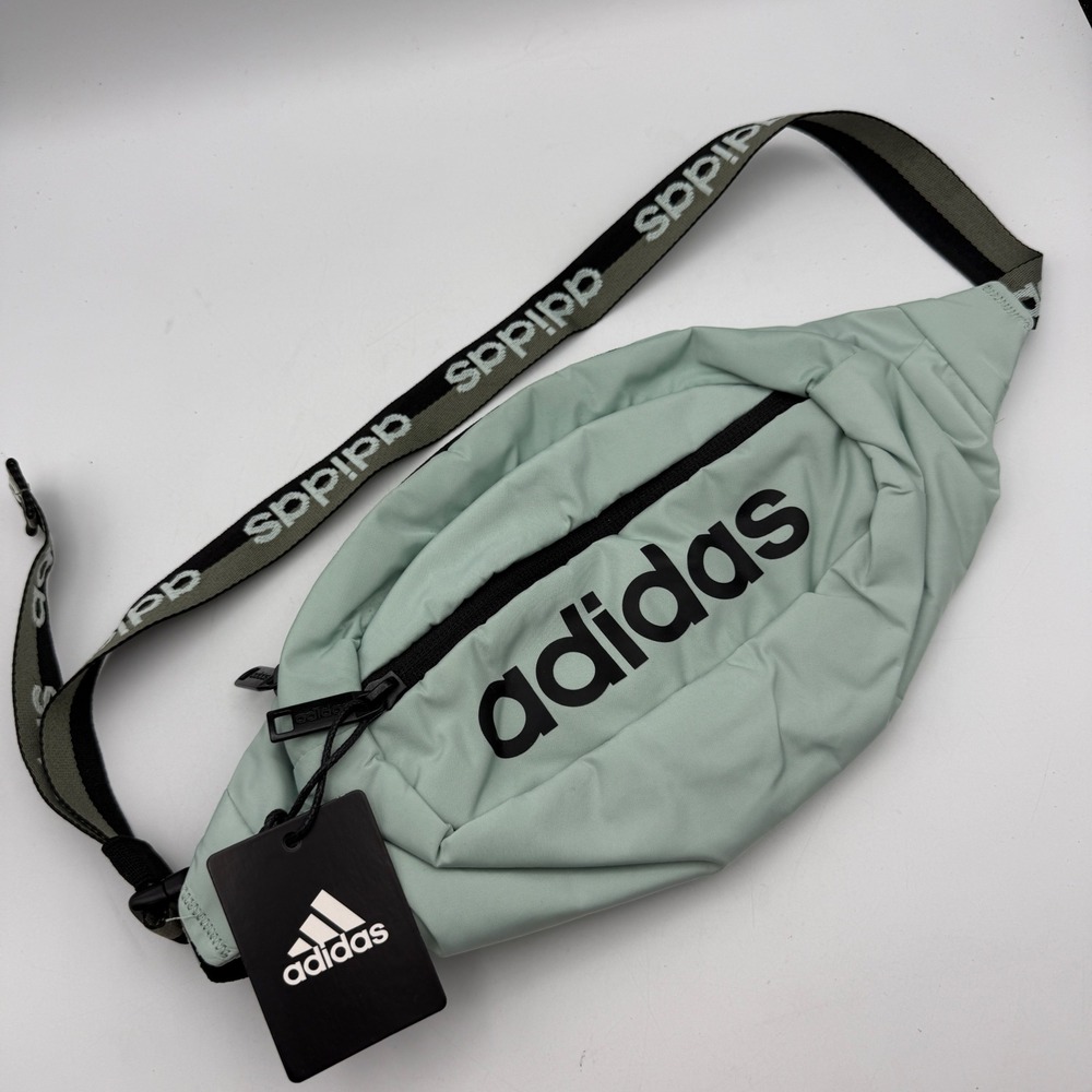 Adidas Core Waist Pack Unisex Green Tint Black Logo Adjustable Belt Bag NEW